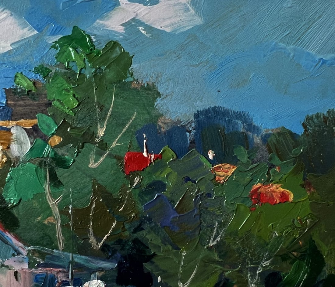 Oil painting Village boats on a ferry Yuriy Suprunchuk - 4