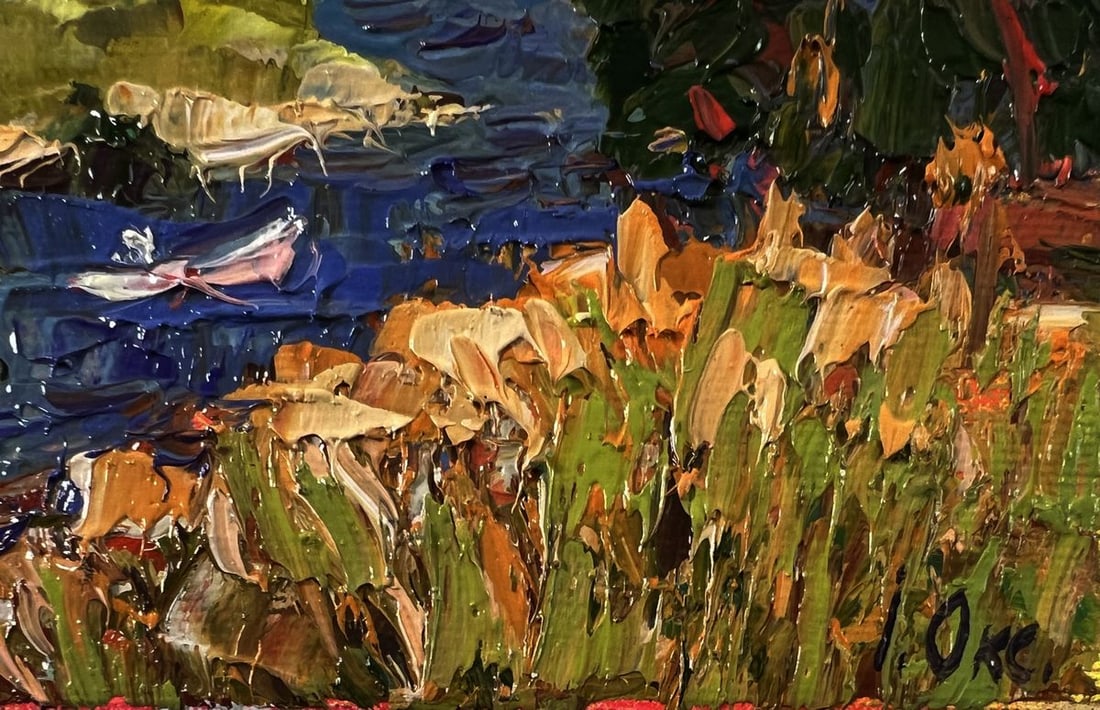 Oil painting Winding village river Oksana Ivanyuk - 5