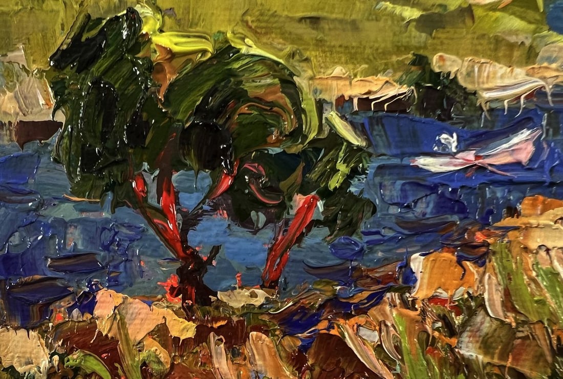 Oil painting Winding village river Oksana Ivanyuk - 6
