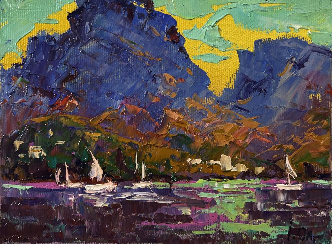 Oil painting River silence on boats Oleksiy Ivanyuk - 3