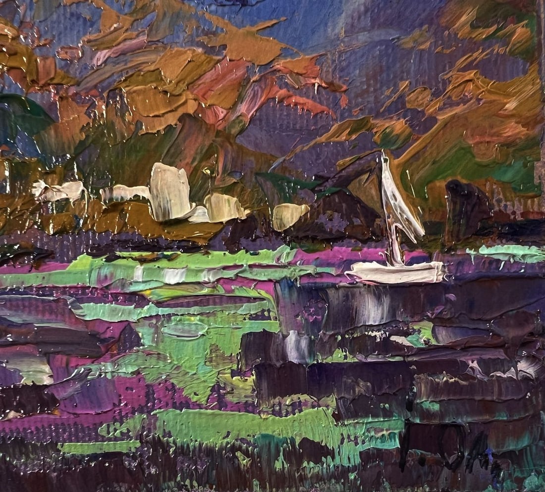 Oil painting River silence on boats Oleksiy Ivanyuk - 5