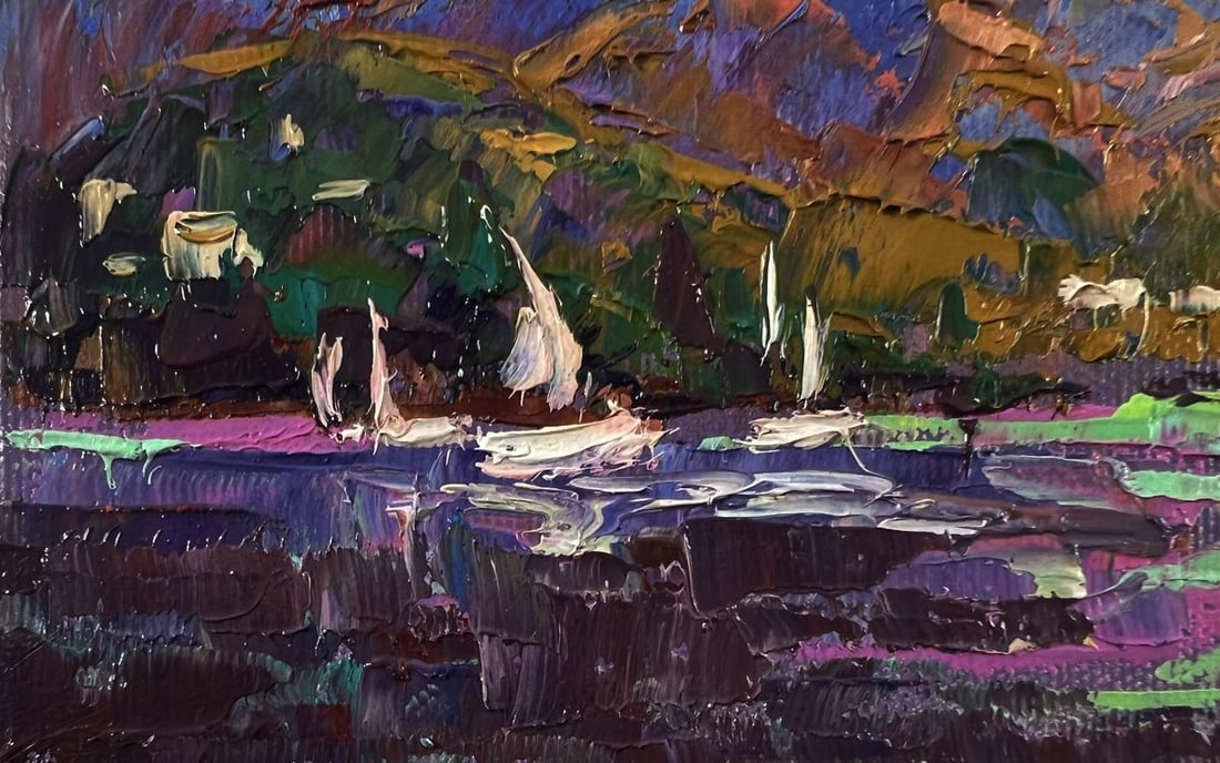 Oil painting River silence on boats Oleksiy Ivanyuk - 6