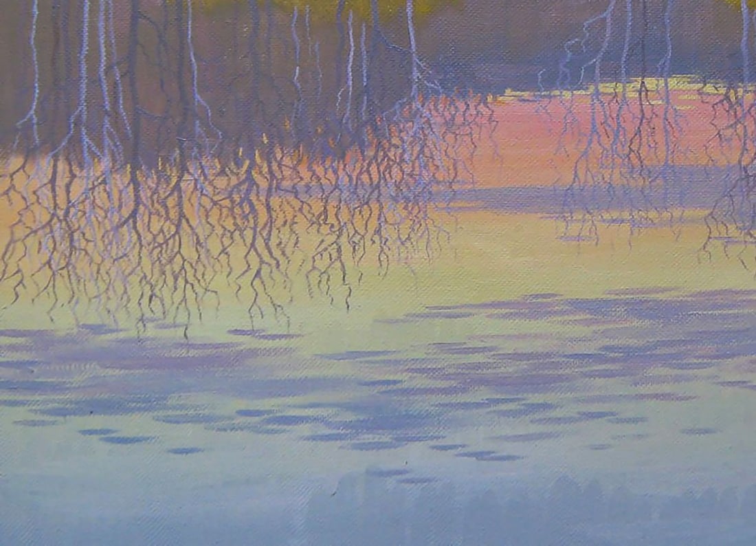 Oil painting Evening November by the river Valery Savenets - 3