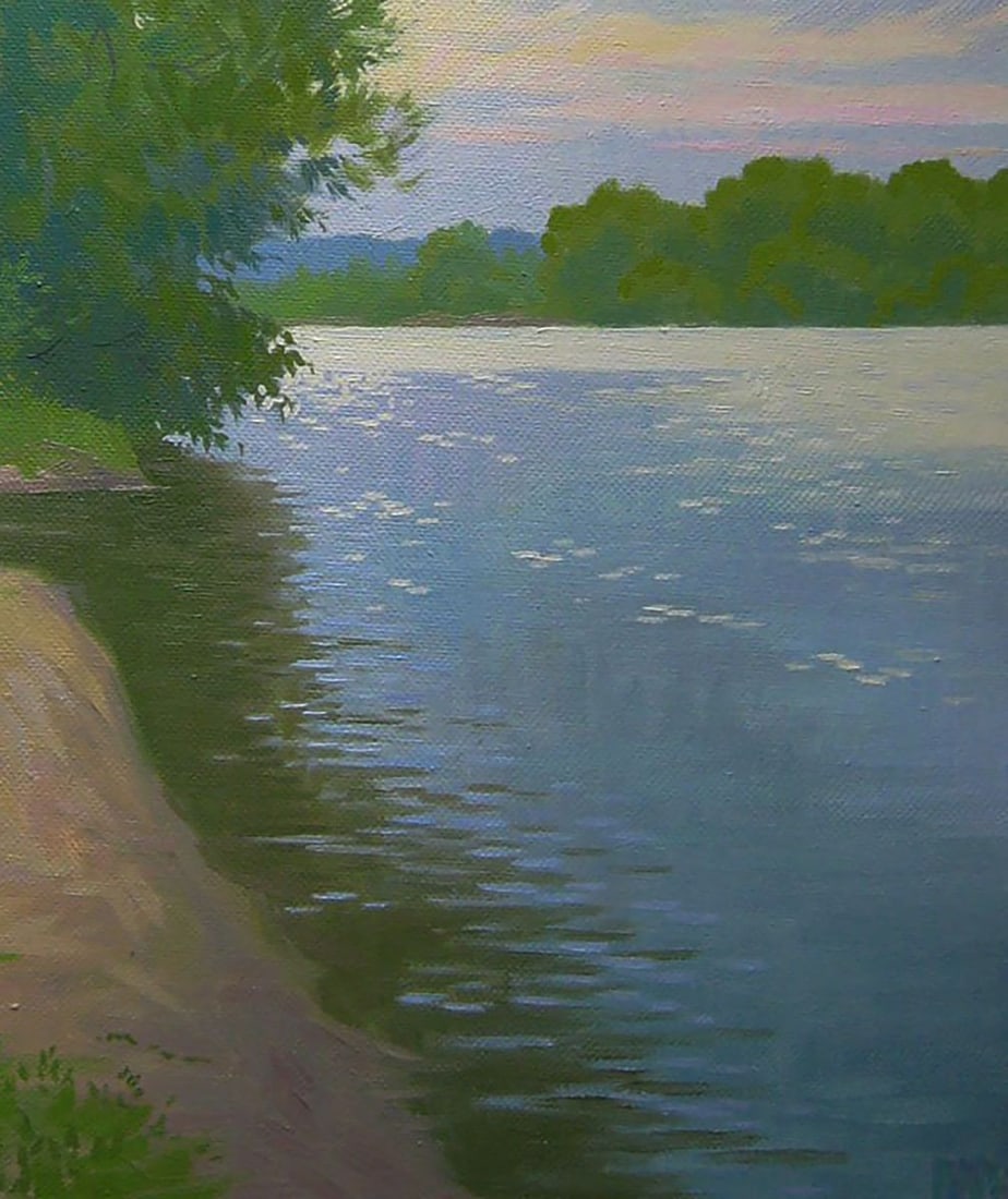 Oil painting On the bank of a summer river Valery Savenets - 2