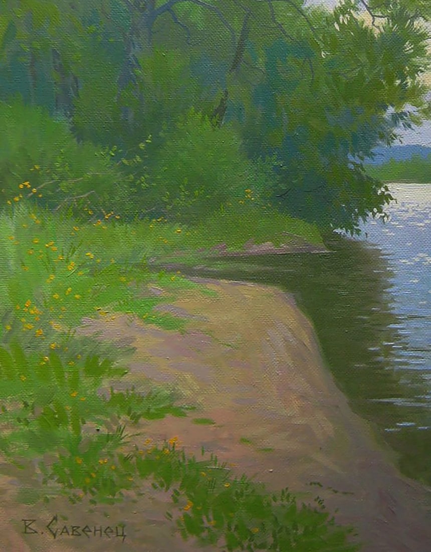 Oil painting On the bank of a summer river Valery Savenets - 3