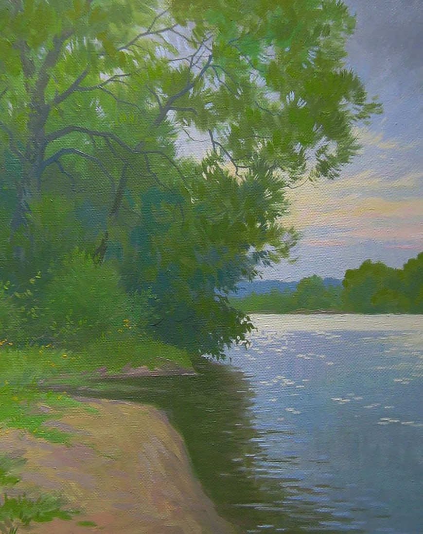 Oil painting On the bank of a summer river Valery Savenets - 6