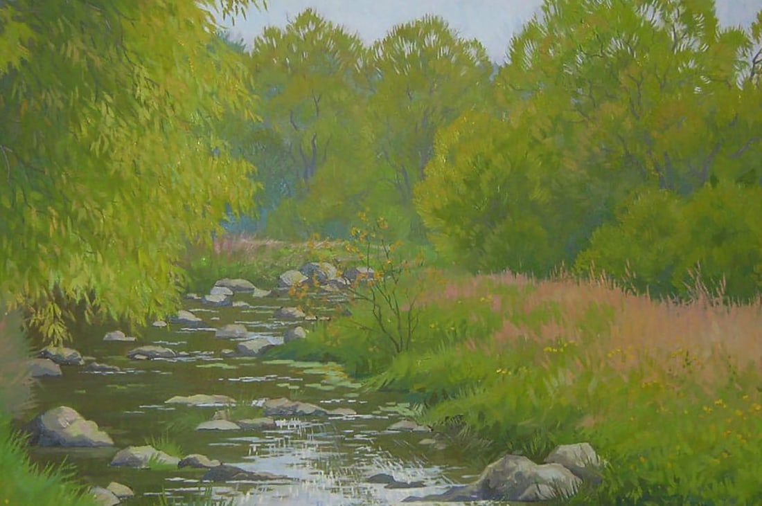 Oil painting The river flows through the forest Valery Savenets - 6