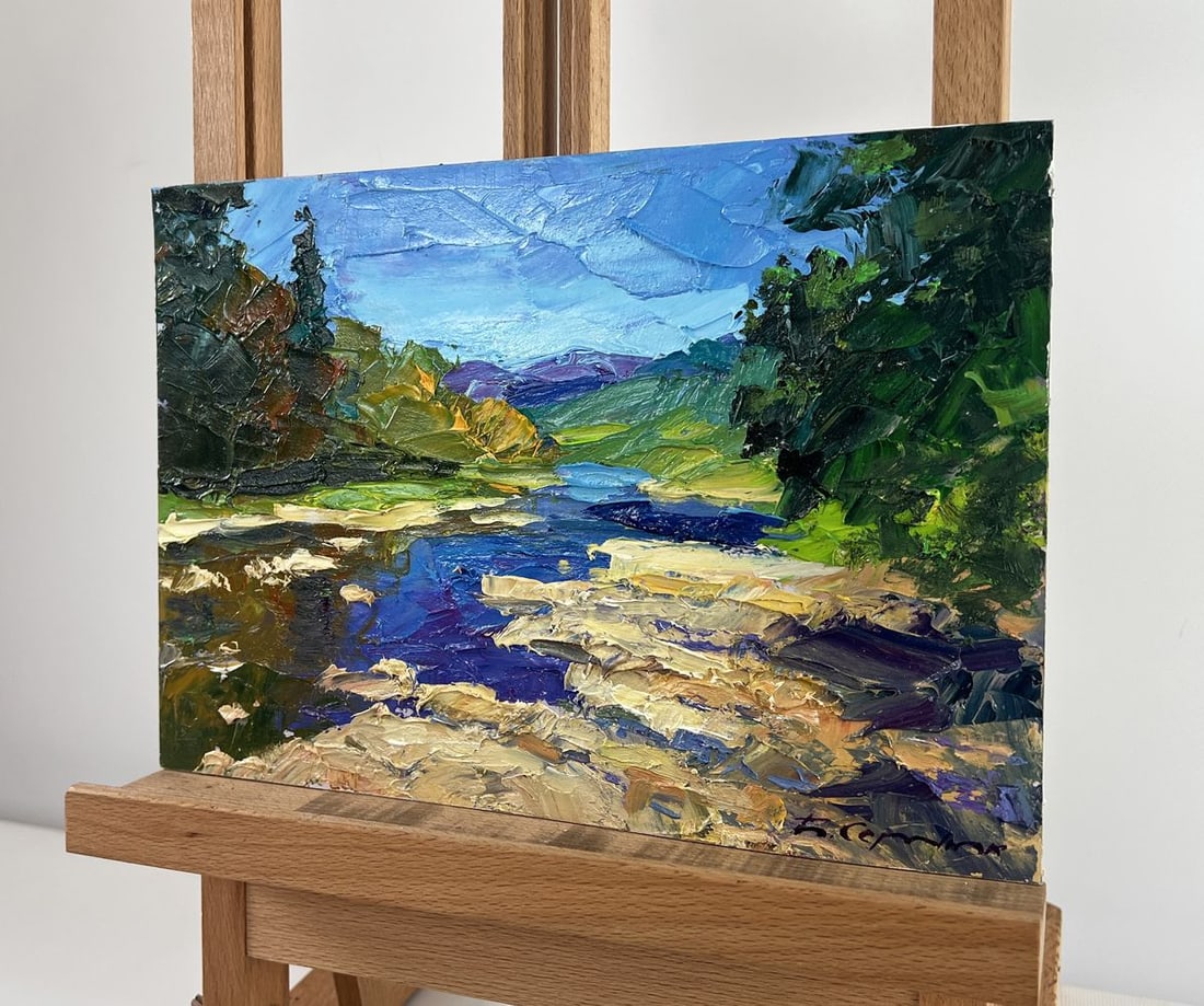 Oil painting River against the backdrop of mountain slopes Boris Serdyuk - 2