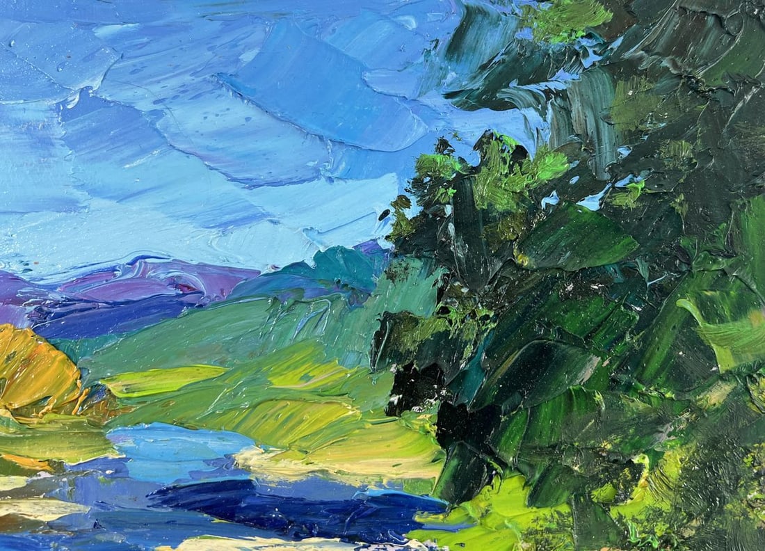 Oil painting River against the backdrop of mountain slopes Boris Serdyuk - 4