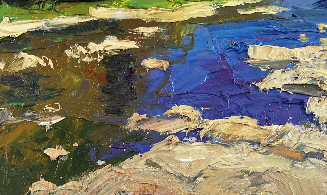 Oil painting River against the backdrop of mountain slopes Boris Serdyuk - 6