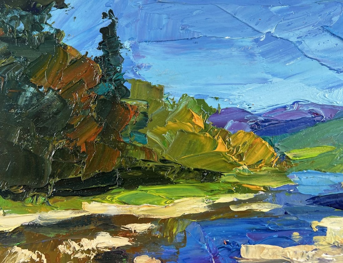 Oil painting River against the backdrop of mountain slopes Boris Serdyuk - 7