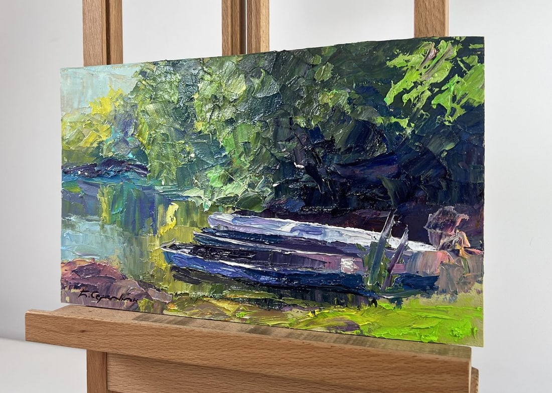 Oil painting The river and the forest Boris Serdyuk - 2