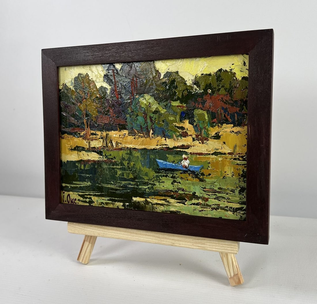 Oil painting Dawn over a quiet river Oksana Kalenyuk - 2