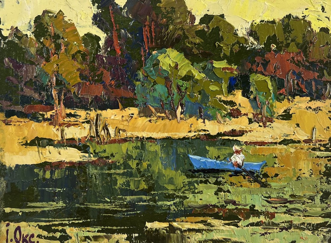 Oil painting Dawn over a quiet river Oksana Kalenyuk - 3