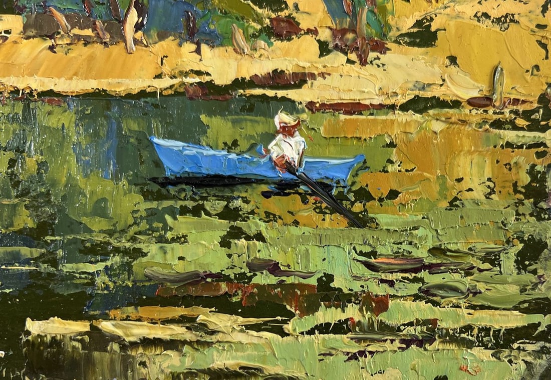 Oil painting Dawn over a quiet river Oksana Kalenyuk - 5