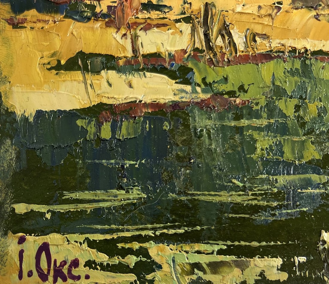 Oil painting Dawn over a quiet river Oksana Kalenyuk - 6