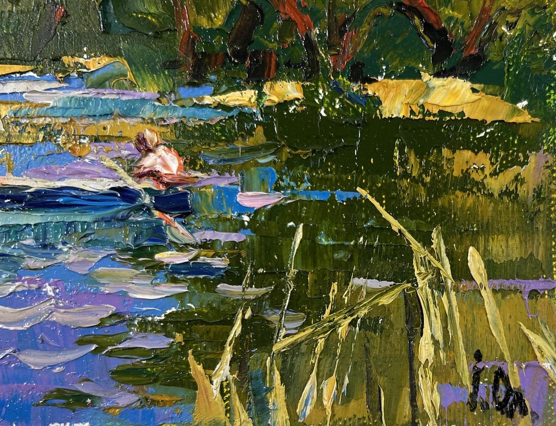 Oil painting A boat ride along the river Alex Kalenyuk - 5