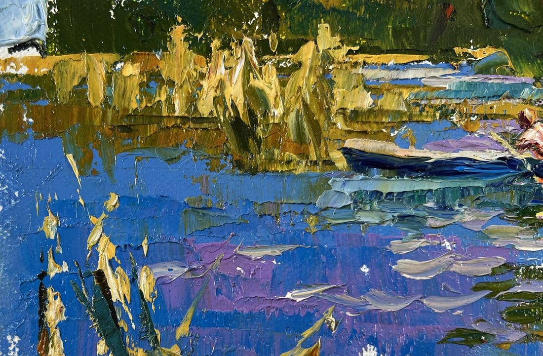 Oil painting A boat ride along the river Alex Kalenyuk - 6