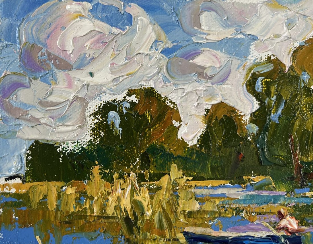 Oil painting A boat ride along the river Alex Kalenyuk - 7