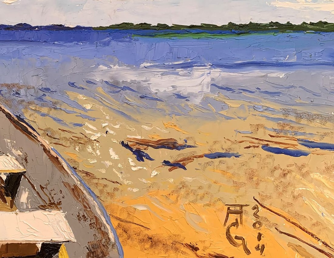 Oil painting Boat on the river Oleksandr Gukalov - 7