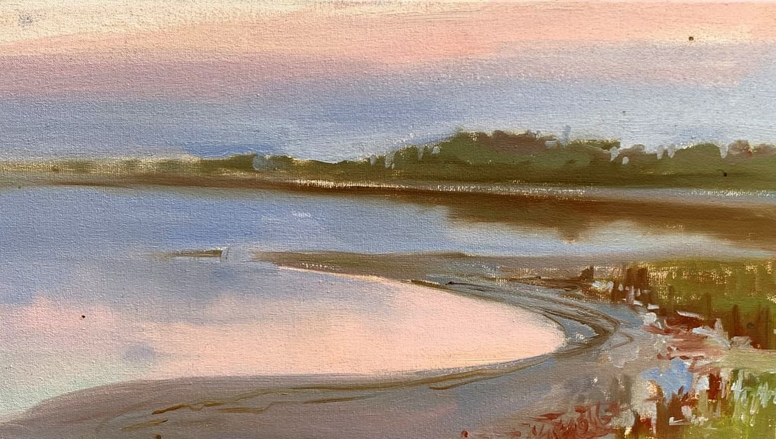 Oil painting Flooded river bank Tatyana Derdey (1 of 12)