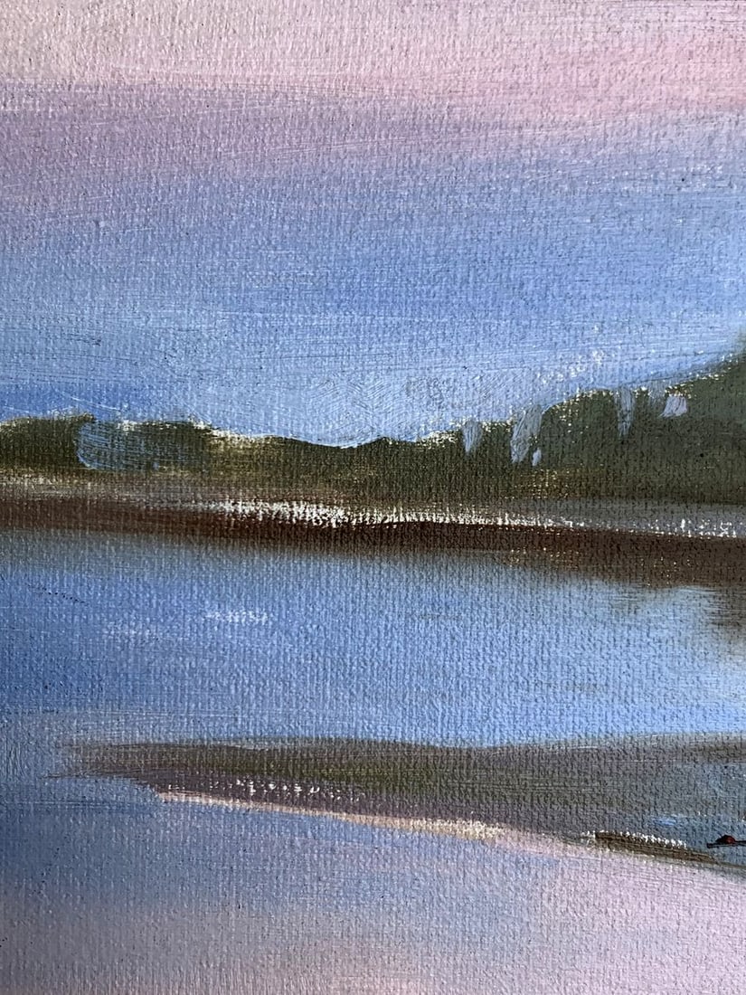 Oil painting Flooded river bank Tatyana Derdey - 6