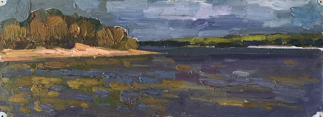 Oil painting Dark clouds Peter Tovpev: Title: Oil painting Dark clouds Peter Tovpev Description: NoAAA3399"Dark Clouds" is a striking Oil painting that captures a moody and atmospheric landscape. The artist skillfully uses color and textur
