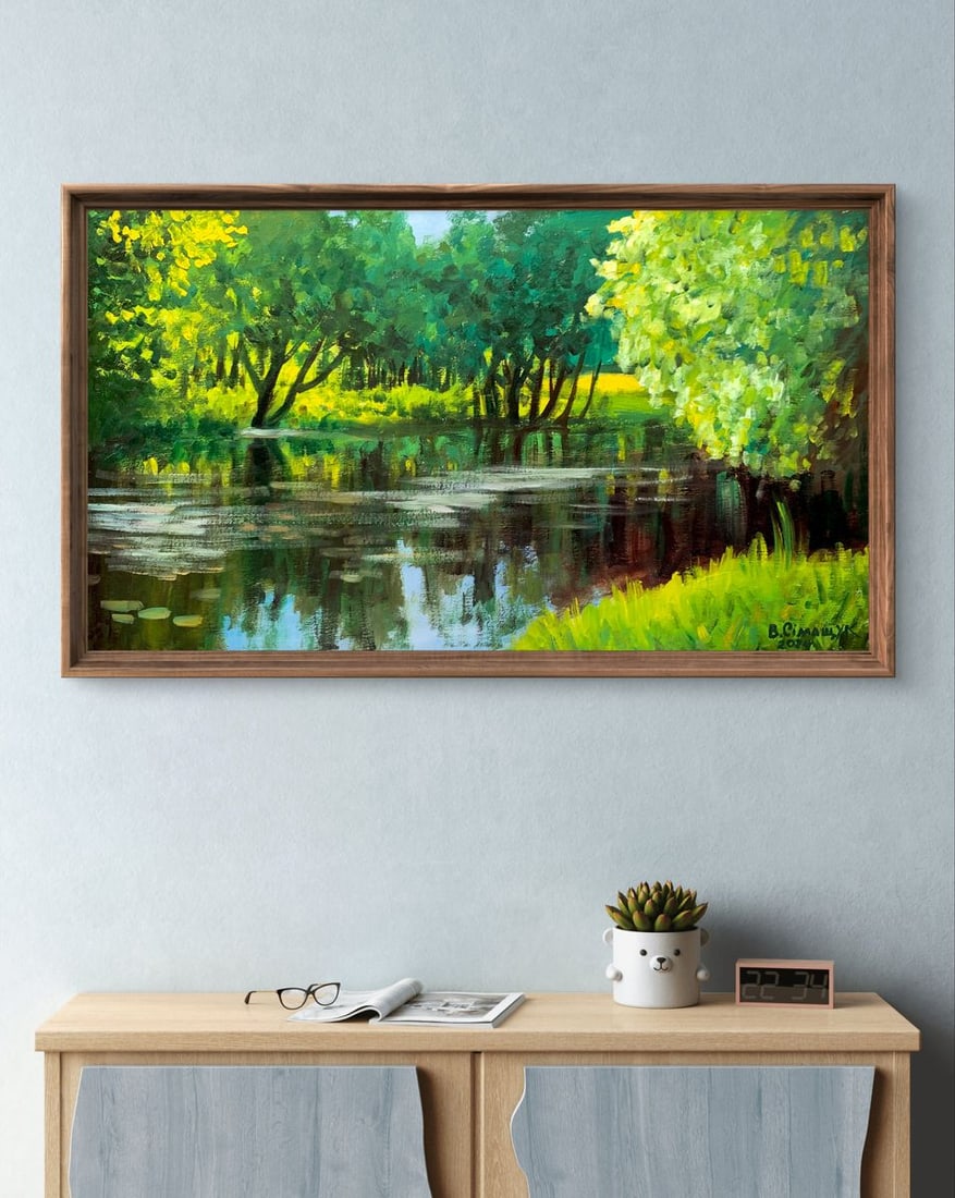 Oil painting Forest river Valentina Simashchuk - 2