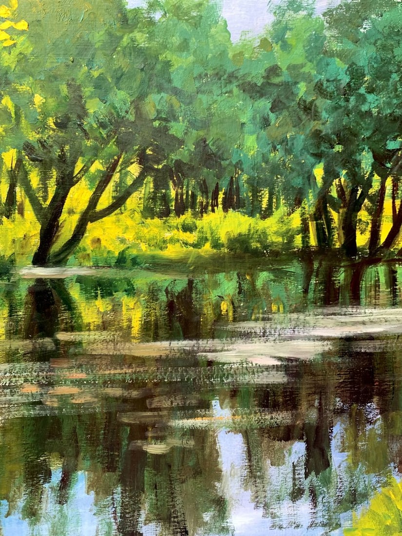 Oil painting Forest river Valentina Simashchuk - 5