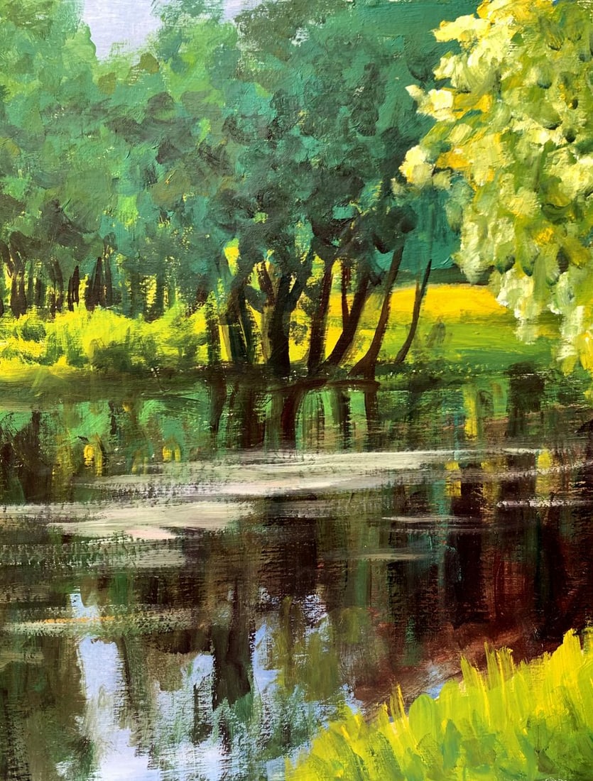 Oil painting Forest river Valentina Simashchuk - 7