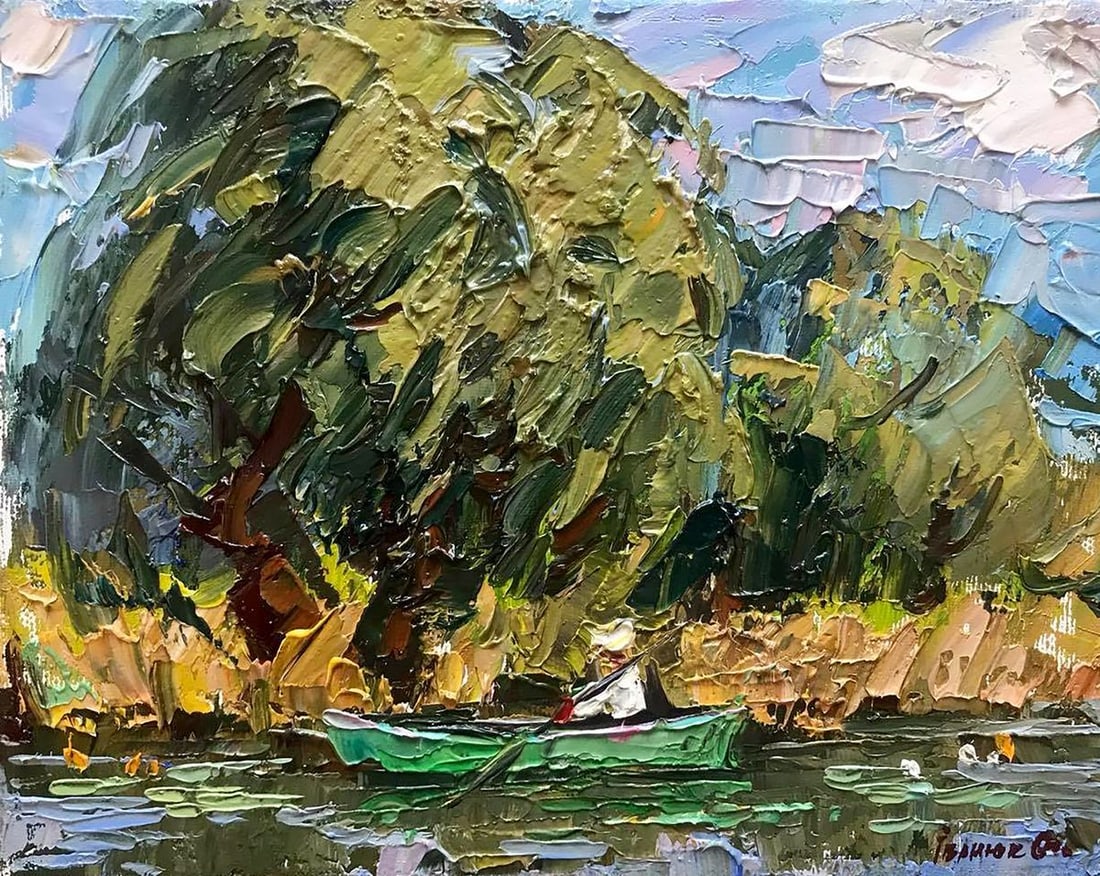 Oil painting The boatman floats on the river Kalenyuk Alex: Title: Oil painting The boatman floats on the river Kalenyuk Alex Description: No551AAA *** ABOUT THIS PAINTING *** * TITLE: "The boatman floats on the river" * ARTISTS: Kalenyuk Alex * SIZE: 20x25