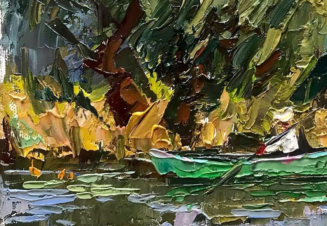 Oil painting The boatman floats on the river Kalenyuk Alex - 4