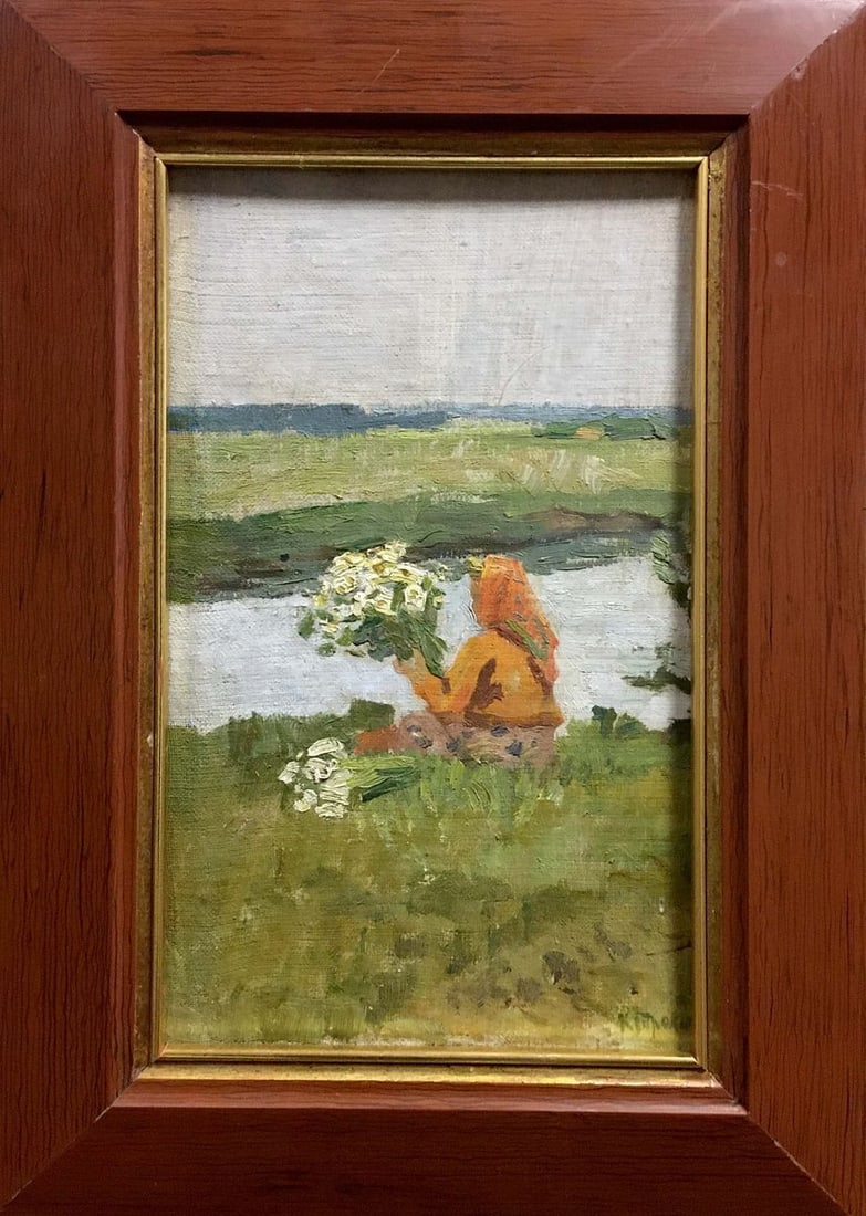 Oil painting Girl near the shore Trohimenko Karp Demyanovich: Title: Oil painting Girl near the shore Trohimenko Karp Demyanovich Description: NoVerns 124 *** ABOUT THIS PAINTING *** * TITLE: "Girl near the shore" * ARTISTS: Trohimenko Karp Demyanovich * SIZE:
