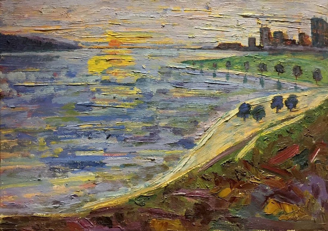 Oil painting Morning Les' T. S.: Title: Oil painting Morning Les' T. S. Description: NoVerns 136 *** ABOUT THIS PAINTING *** * TITLE: "Morning" * ARTISTS: Les' T. S. * SIZE: 70.5x49.5 cm/'27.75x19.48 inches' * MEDIUM: oil, cardboard 