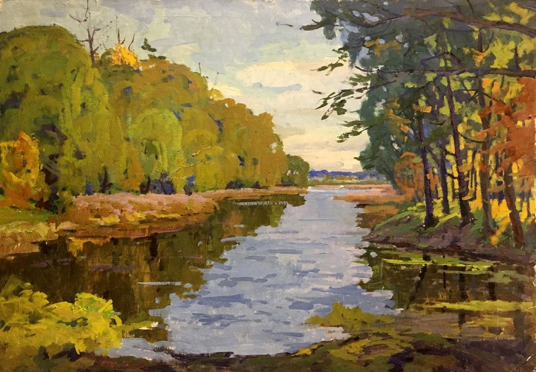Oil painting River landscape Korostelev Vladimir Alexandrovich: Title: Oil painting River landscape Korostelev Vladimir Alexandrovich Description: NoVerns 143 *** ABOUT THIS PAINTING *** * TITLE: "River landscape" * ARTISTS: Korostelev Vladimir Alexandrovich * SIZ