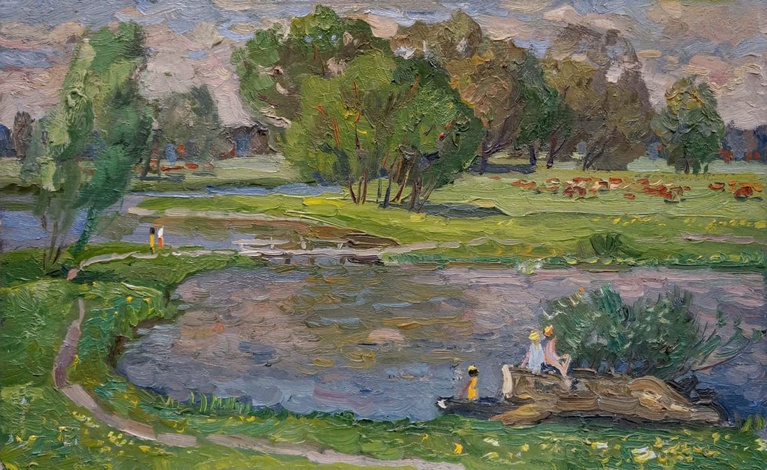 Oil painting Children by the river Ruban Grigory Savelievich: Title: Oil painting Children by the river Ruban Grigory Savelievich Description: NoVerns 202 *** ABOUT THIS PAINTING *** * TITLE: "Children by the river" * ARTISTS: Ruban Grigory Savelievich * SIZE: