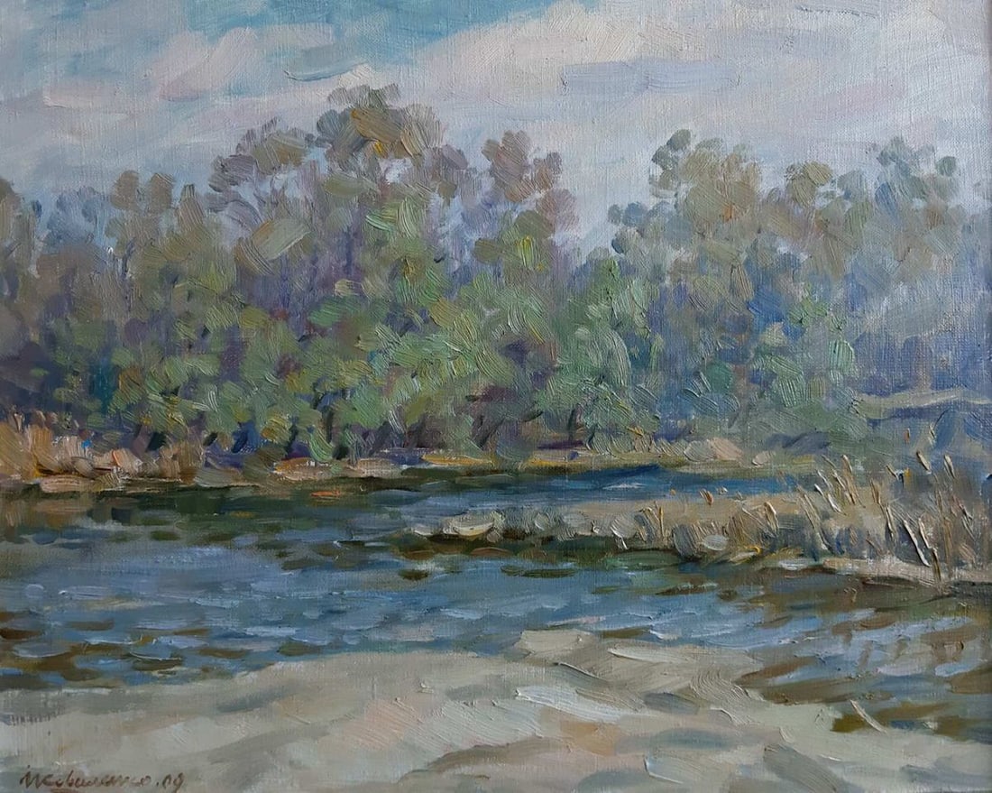 Oil painting River by the forest Kovalenko Ivan Mikhailovich (1 of 1)