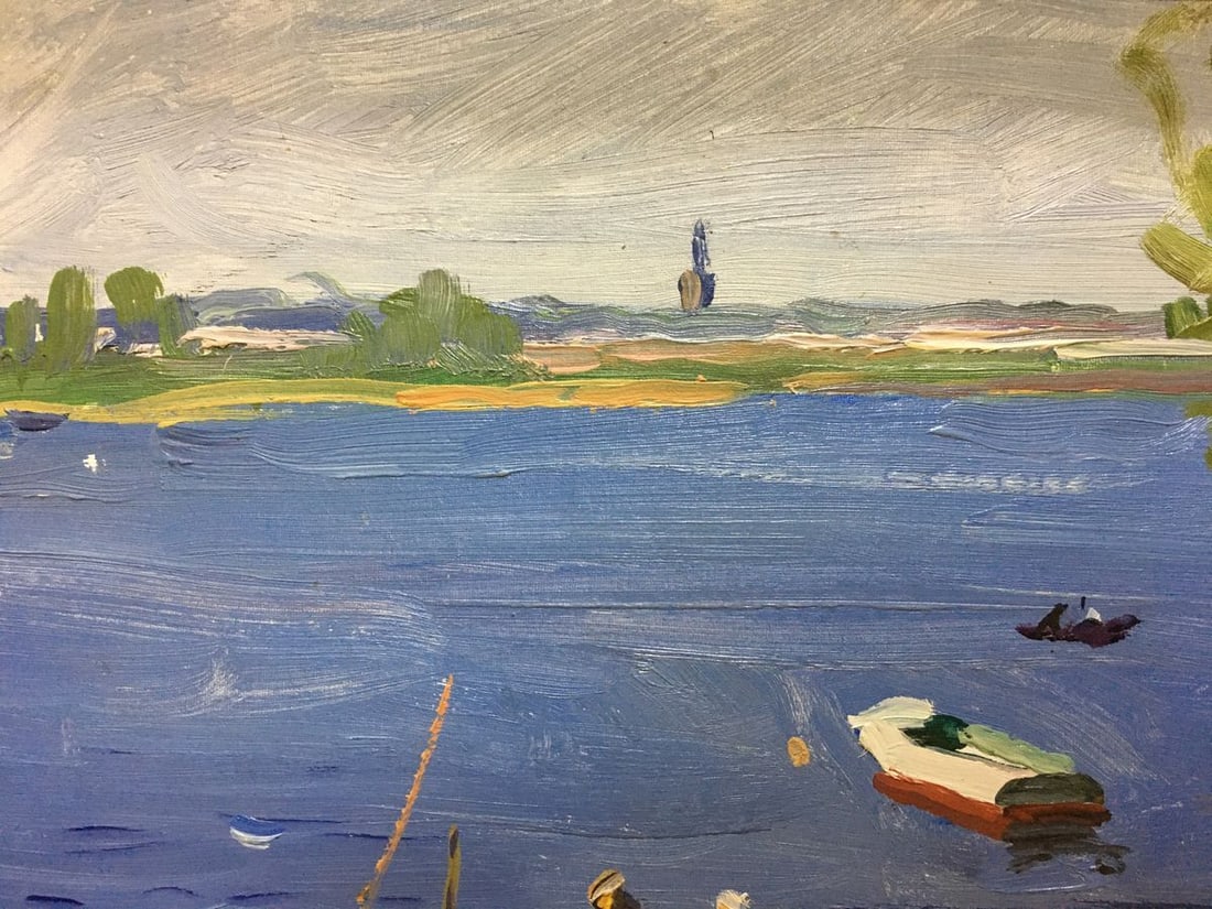 Oil painting Boats near the shore Gantman Moses Faybovich - 2