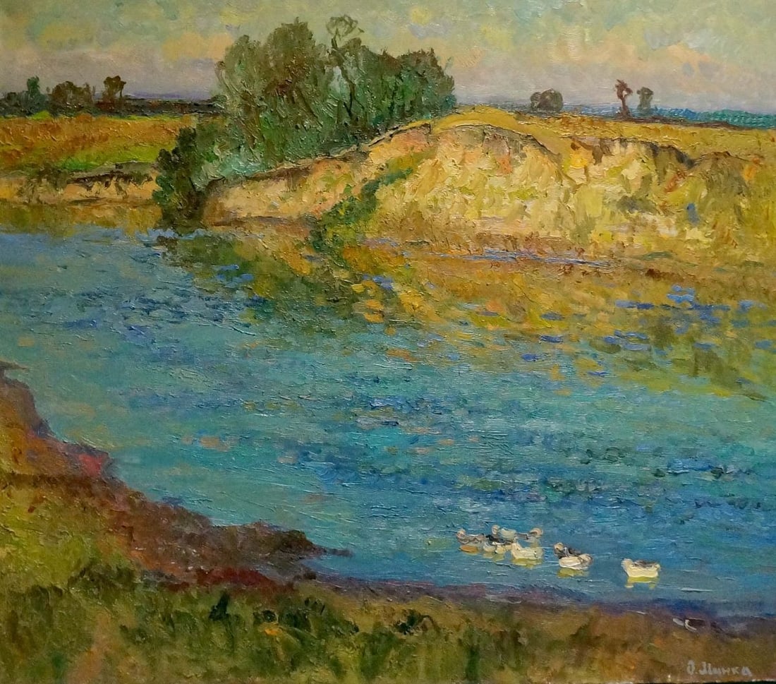 Oil painting River landscape Mynka Alexander Fedorovich (1 of 8)