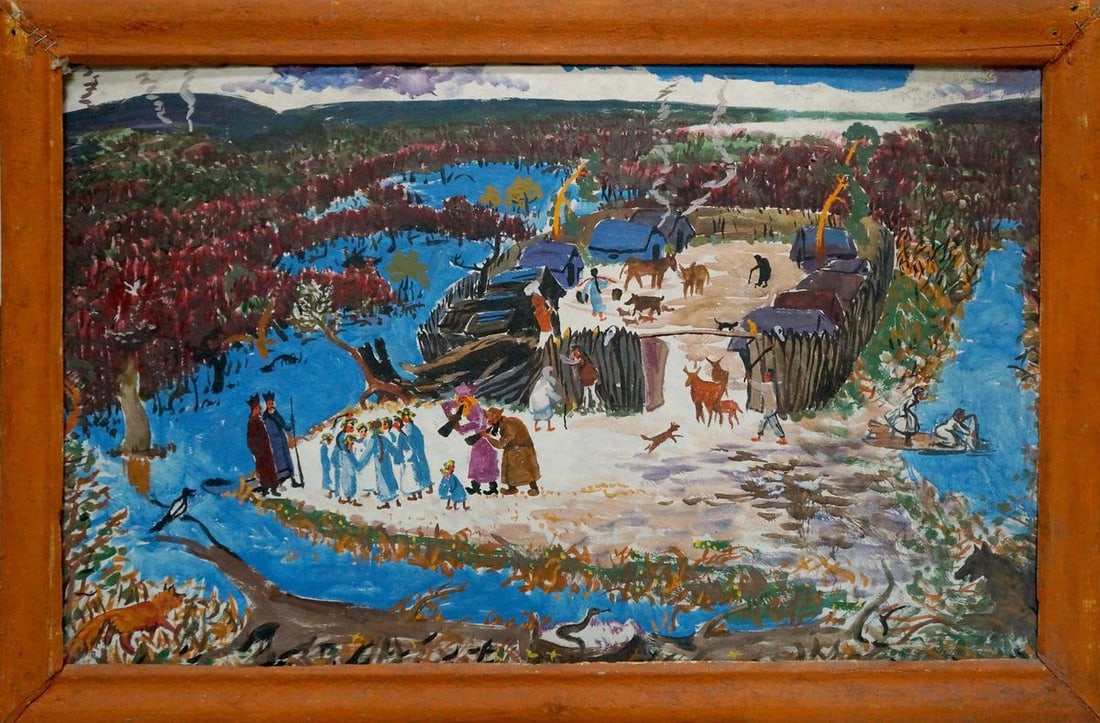 Oil painting Village: Title: Oil painting Village Description: NoVern 1529 *** ABOUT THIS PAINTING *** * TITLE: "Village" * ARTISTS: Unknown artist * SIZE: 50x80 cm/'19.68x31.49 inches', frame size: 56x86 cm/'22.04x33.85