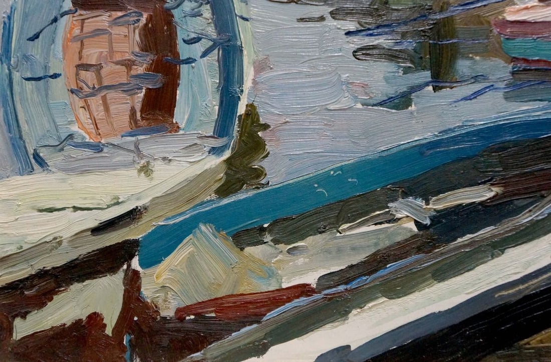 Oil painting Boat ferry - 3