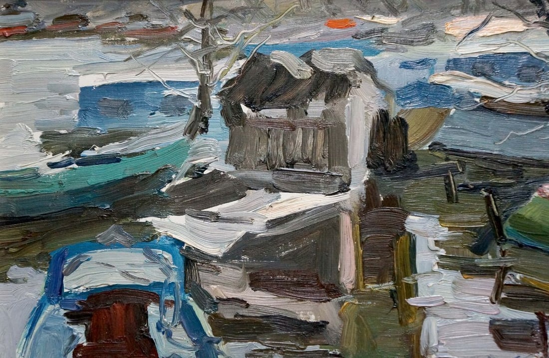Oil painting Boat ferry - 4
