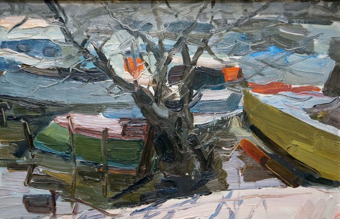 Oil painting Boat ferry - 5