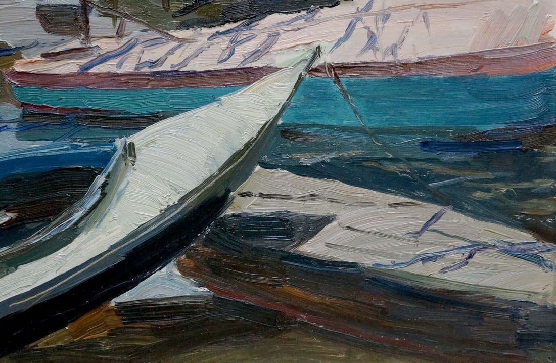 Oil painting Boat ferry - 6