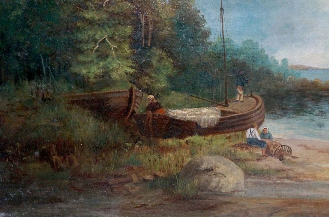 Oil painting People near the shore Lorentsev R. - 2