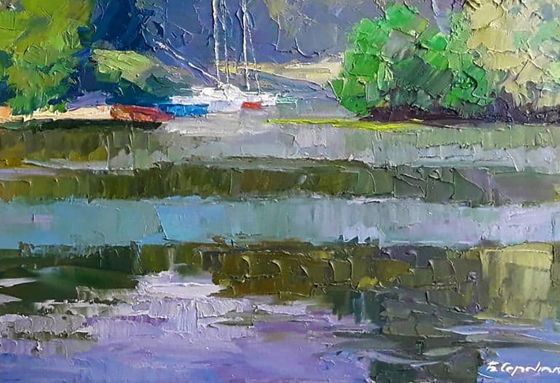 Oil painting Yachts on the Dnieper Serdyuk Boris Petrovich - 5
