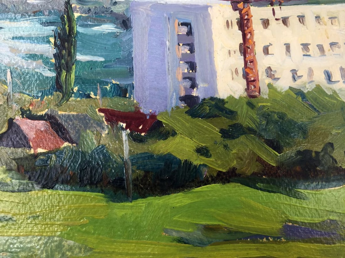 Oil painting Building array original picture painter - 8