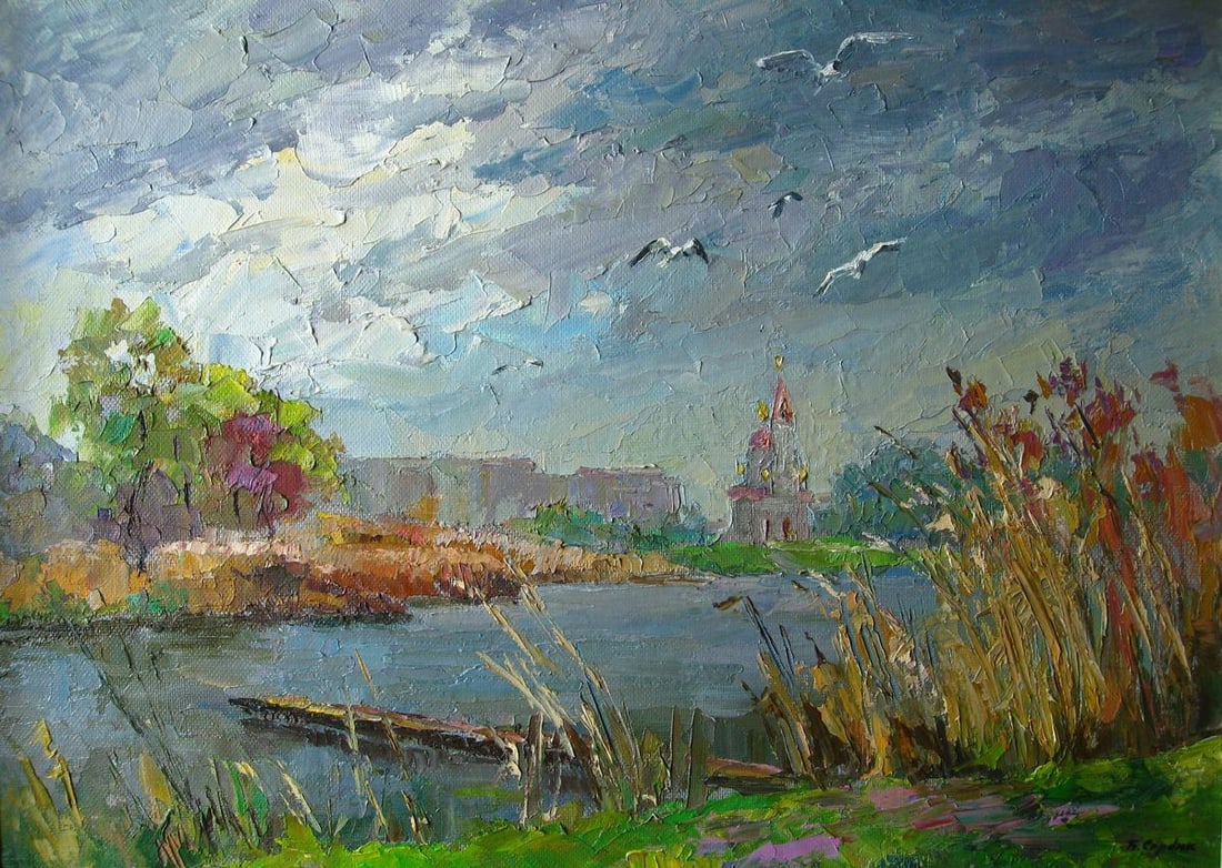 Oil painting Gulls over the river. Dry Kagamlyk / Serdyuk Boris Petrovich: Title: Oil painting Gulls over the river. Dry Kagamlyk / Serdyuk Boris Petrovich Description: NoSERB 24 * TITLE: "Gulls over the river. Dry Kagamlyk" * ARTISTS: Serdyuk Boris Petrovich * SIZE: 71 x