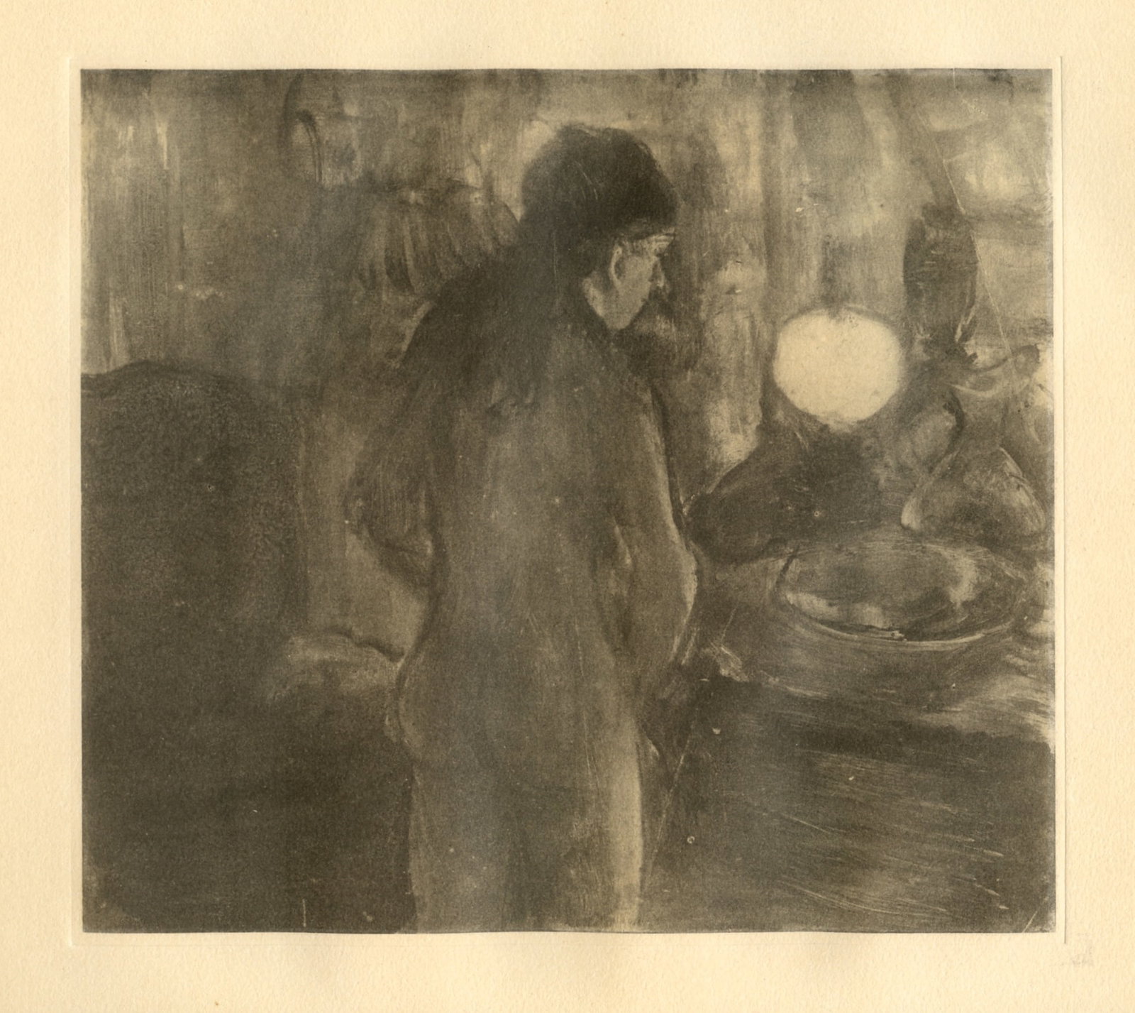 Edgar Degas monotype "La Toilette": Title: Edgar Degas monotype "La Toilette" Description: Medium: engraving. This recreation (after the original monotype) was printed in a limited edition of 1000 and published in Paris in 1948 by