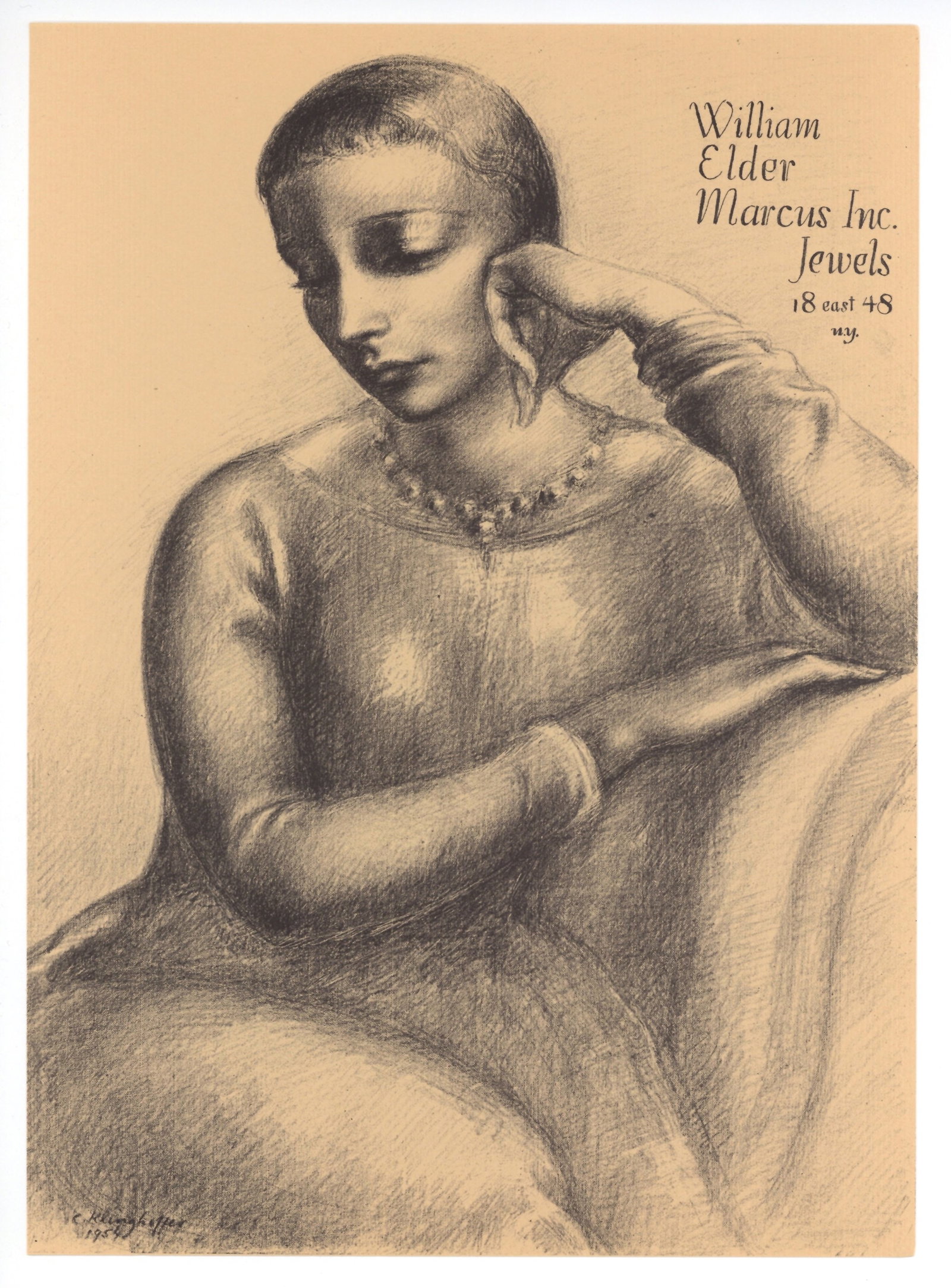 Clara Klinghoffer original lithograph: Title: Clara Klinghoffer original lithograph Description: Medium: original lithograph. This lithograph was printed in 1954 for the "Improvisations" portfolio, published by the Artists Equity